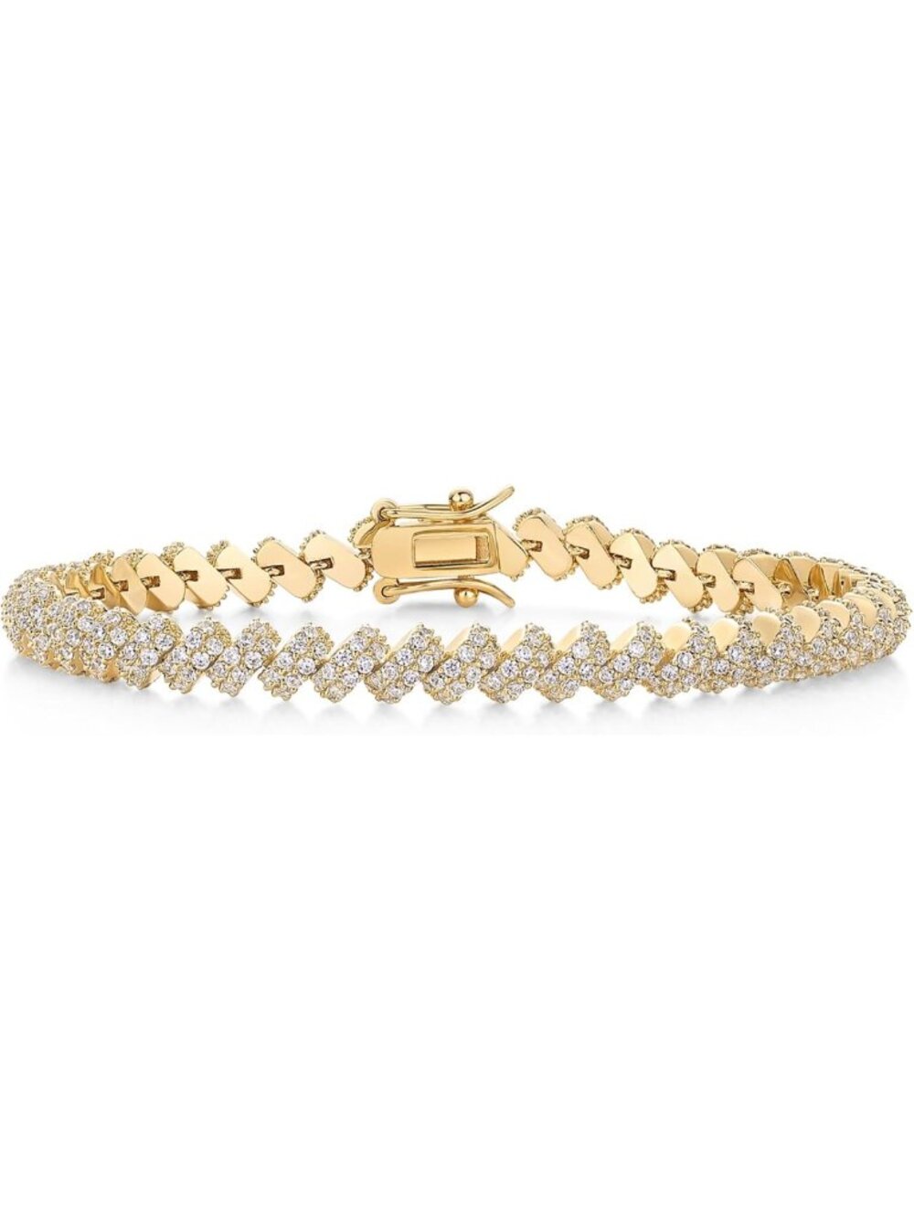 14K Gold Plated Tennis Bracelet for Women, Sparkling CZ San Marco Style Jewelry